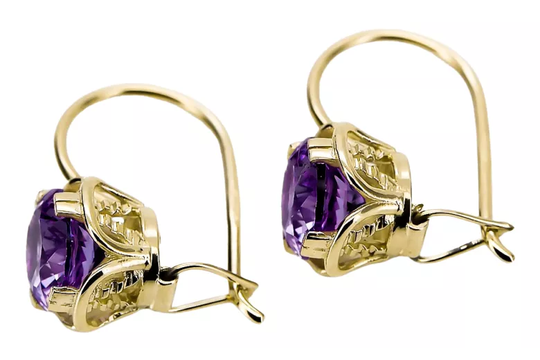 Yellow 8k gold 333 Alexandrite earrings vec029x Russian Soviet USSR Vintage Art Deco style